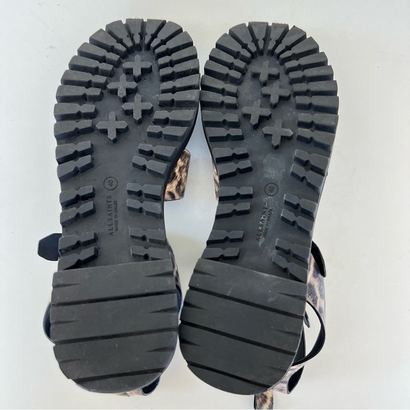 ALLSAINTS Raquel Gladiator Leopard Print Leather Strap Buckle Open Sandal Sz 40 - Picture 11 of 13